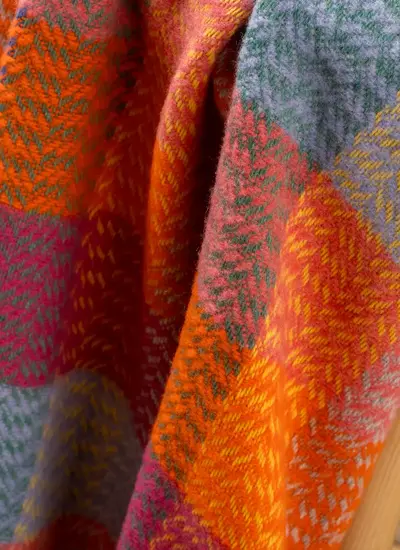 Blue & Pink Patch Wool Cashmere Throw